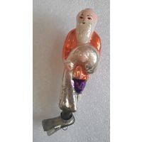 Игрушка ёлочная Старик и невод (сказка золотая рыбка), стекло. СССР