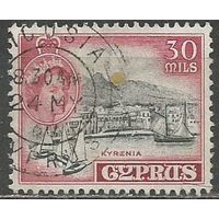 Кипр. Королева Елизавета II. Гавань в Кирении. 1955г. Mi#171.