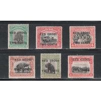 Северное Борнео-1918,(Мих.163-168)  * ,   Стандарт,Надп.,Красный Крест ,Фауна