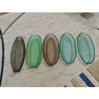 Селедочницы СССР Неман цветное стекло 5 шт одним лотом