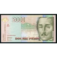 Колумбия 2000 песо 2014 г. P457aa. UNC