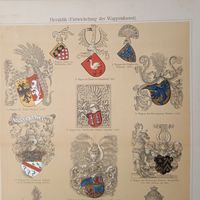 Heraldik .Литография Германия. Гравюра конец 19века 30x24см. РАСПРОДАЖА КОЛЛЕКЦИИ.