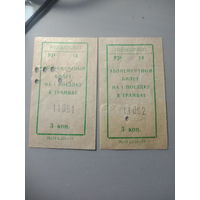 Абонементные  билеты на поездку на трамвае . ГОСТ 1977 года . 2 шт.