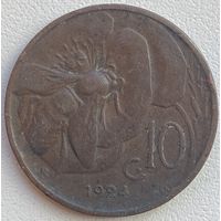 Италия 10 чентезимо 1924 г.