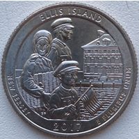 США 25 центов (квотер) 2017 г. D. Национальный монумент острова Эллис