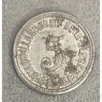 Монета 5 пфеннигов 1918 год. Бонн и Зигкрайс. Веймарская республика.