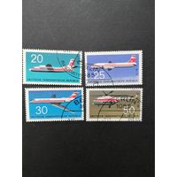 ГДР 1969 Полная серия марок "Самолеты" (спецгашение с клеем без наклеек) Mi.1524-1527 каталог 3.00 евро