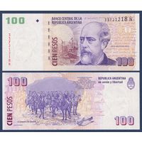 Аргентина, 100 песо 2003 г, P-357a(4) (N, президент Хулио Архентино Рока, полотно - Завоевание пустыни), UNC