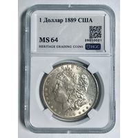 Доллар 1889 Морган MS 64 США крупное серебро