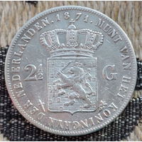 Нидерланды 2 1/2 гульдена 1871 года. Король Виллем III. Серебро 945. Сторгуй за свою цену, предложи обмен!  Y