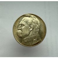 10 злотых 1935г. Пилсудский. Штемпельный блеск. Видео в описании. С 1 рубля.