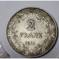 2 Франка 1911 Бельгия. Серебро! Портретник!