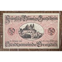 Нотгельд 50 пфеннигов 1921 год Брайзах. Веймарская республика