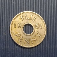 Фиджи 1 пенни 1966 год владение Великобритании королева  Елизавета