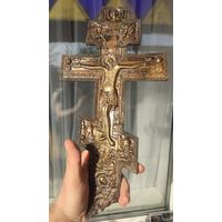 Крест киотный,большой размер 38 см,медное литьё