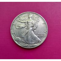 Серебро 999 пр.1 доллар.Шагающая Свобода. 1991 год