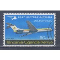 [1845] Кения,Уганда и Танзания 1967. Авиация.Самолет. Гашеная марка.
