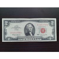 США 2 $ 1963 год красная печать