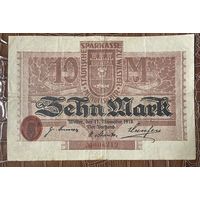 Банкнота 10 марок 1918 год. Вильстер. Веймарская республика.