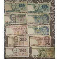 Банкноты Польша 80-е годы 10 шт.