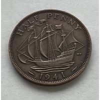 Великобритания пол-пенни 1941 Георг VI