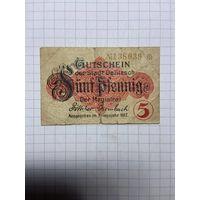 5 пфеннигов (нотгельды) г. Германия - 1312