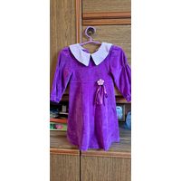 Платье сиреневое с воротником, р.116-122, б.у на 5-6лет