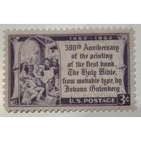 1952 500-летие со дня печати первой книги- Библии Гутенберга США