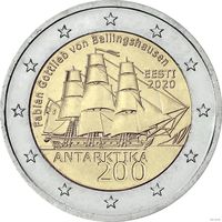 2 евро 2020 Эстония 200 лет со дня открытия Антарктиды UNC из ролла