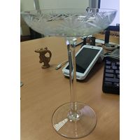 Конфетница креманка на высокой ножке с геометрическим декором, СССР, 1970-1990