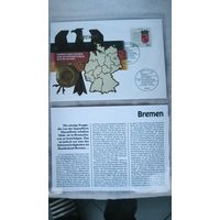 Набор в честь восстановления Германии "1 марка+ конверт +  марка первого дня гашения"Бремен "