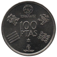КОРОЛЕВСТВО ИСПАНИЯ. 100 ПЕСЕТ 1980 (80). UNC. Чемпионат мира по футболу 1982