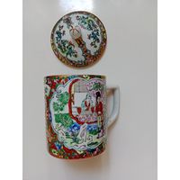 Кружка с крышкой (дальневосточные мотивы, ручная роспись)