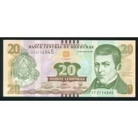 Гондурас 20 лемпира 2019 г. P100d. Серия CF. UNC