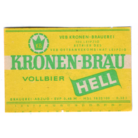 Этикетка пива Kronen-Brau Германия П809