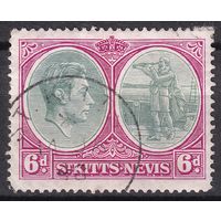 156.BrK. Великобритания. Колонии. Сент Кристофер Невис и Ангилья. Георг VI. Стандарт. 1938 г. 6d. Mi.#78Ac.