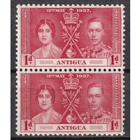 61.BrKS. Великобритания. Колонии.  Антигуа. Коронация Георга VI и Елизаветы. 1937 г. 1P. Mi.#75. Пара. MNH.