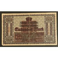 Банкнота 100 марок 1918 год. Герцогство Брауншвейг. Веймарская республика