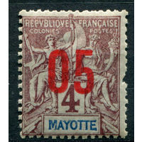 Французские колонии - Майотта (Мадагаскар) - 1912г. - аллегория, надпечатка 05 на 4 с - 1 марка - MH с маленьким повреждением справа [Mi 123]. #4-W1-125-A-1