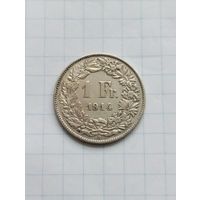 Швейцария. 1 франк 1914  Серебро- старый год.