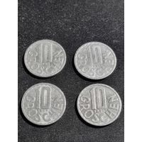 Австрия 10 грошей 1988,1968,1995,1991
