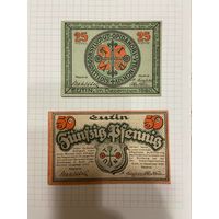 Нотгельд 25-50 пфеннигов. Германия. Веймарская республика Еутин-0201