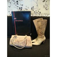 Сапоги ИТАЛИЯ Marino Fabiani, кожа нубук, очень красивые и необычные! Размер 36-37. Есть сумка к сапогам!