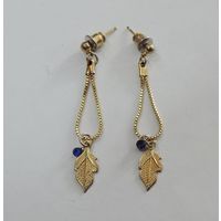 Серьги с подвесками и синими кристаллами. Размер подвески 4.7 см. Европа.