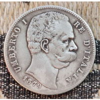Италия 5 лир 1879 года. Серебро! Сторгуй за свою цену, предложи обмен! Y130