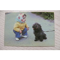 Календарик, 1989, Девочка и пёс, изд. Киев.