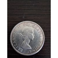 50 центов,  1962 год,  Елизавета II Канада, Серебро. 800 пр.