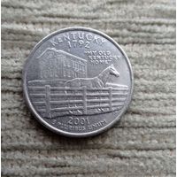 Werty71 США 1 квотер 25 центов 2001 D Кентукки Конь Лошадь
