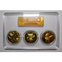 Южная Корея, 1000 вон 2017-2018 г., набор из трёх памятных монет в официальном буклете - Олимпиада в Пхёнчхане 2018, Proof