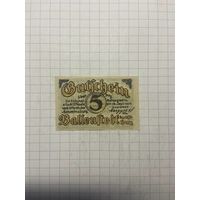 5 пфенингов (нотгельды) г. Германия.-1412